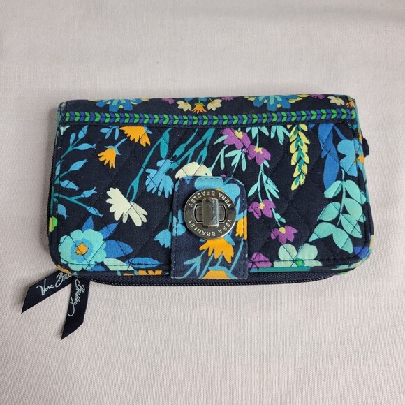 Vera Bradley Handbags - Vera Bradley Turnlock Zip Wallet Multicolor Blue Retired Pattern